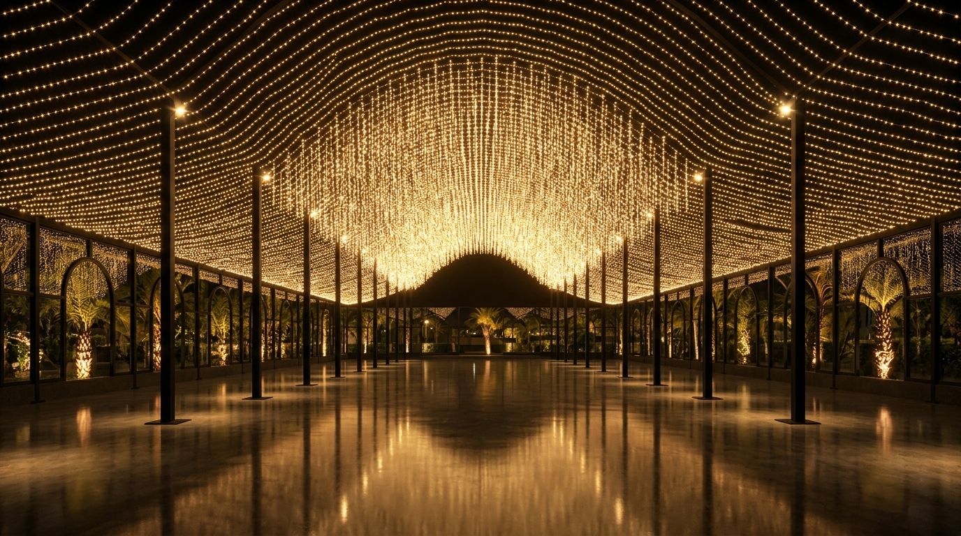 Interior Fairy Light Waterfall Canopy